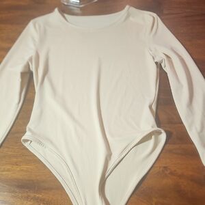 Womens Long Sleeve Cream Body Suit Sz Med